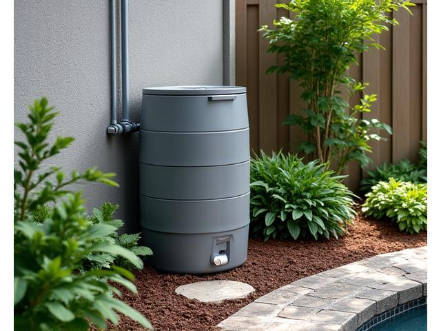 Rainwater harvesting system in a sustainable garden